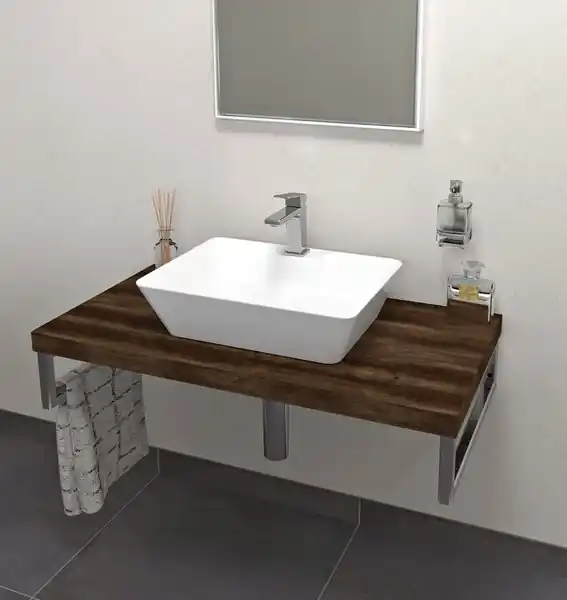 Značkový Deska pod umyvadlo 70x50cm, dub tmavý, Sapho AVICE - AV0711