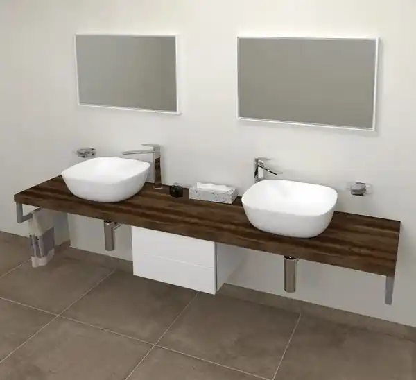 Značkový Deska pod umyvadlo 190x50cm, dub tmavý, Sapho AVICE - AV1911