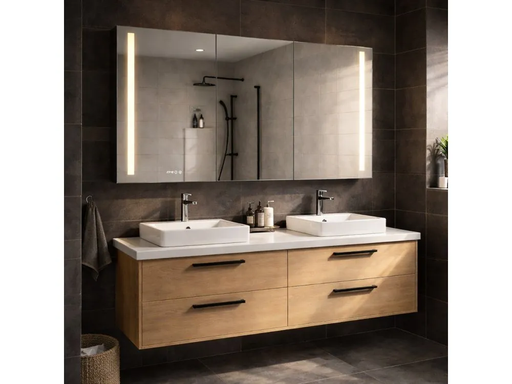 Pouze Dnes Luxusní zrcadlová galerka Elisa 120x70 cm s LED osvětlením a zásuvkou