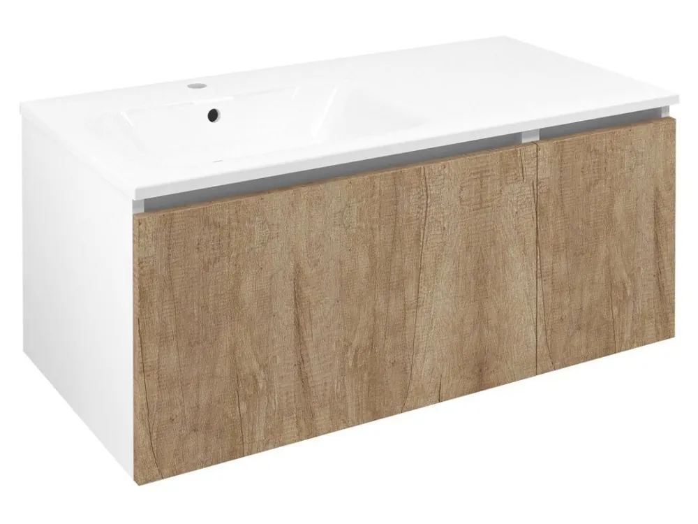Expresní Doručení LOREA skříňka s umyvadlem 101x46x51,5cm (70+30cm), levá, dub alabama/bílá mat
