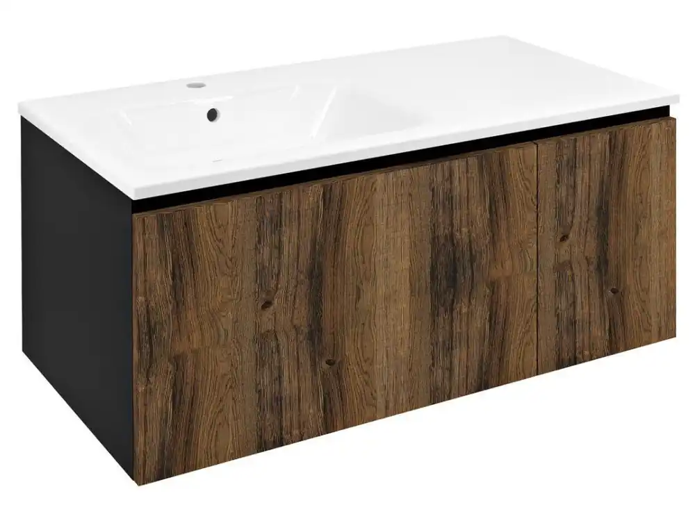 Nejlepší Cena LOREA skříňka s umyvadlem 101x46x51,5cm (70+30cm), levá, dub collingwood/černá mat