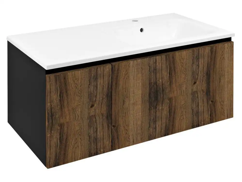 LOREA skříňka s umyvadlem 101x46x51,5cm (30+70cm), pravá, dub collingwood/černá mat Kup Teď