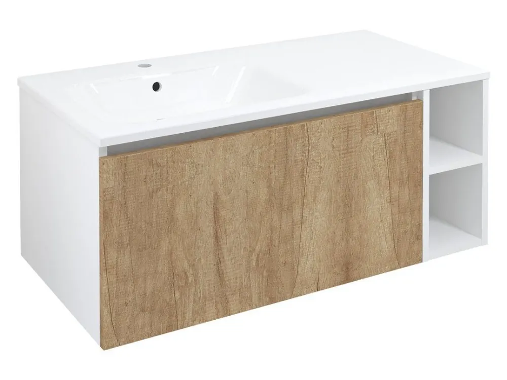 Speciální Cena LOREA skříňka s umyvadlem 101x46x51,5cm (80+20cm), levá, dub alabama/bílá mat