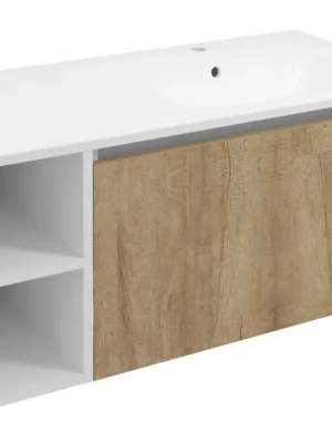 LOREA skříňka s umyvadlem 101x46x51,5cm (20+80cm), pravá, dub alabama/bílá mat Vrácení Zdarma