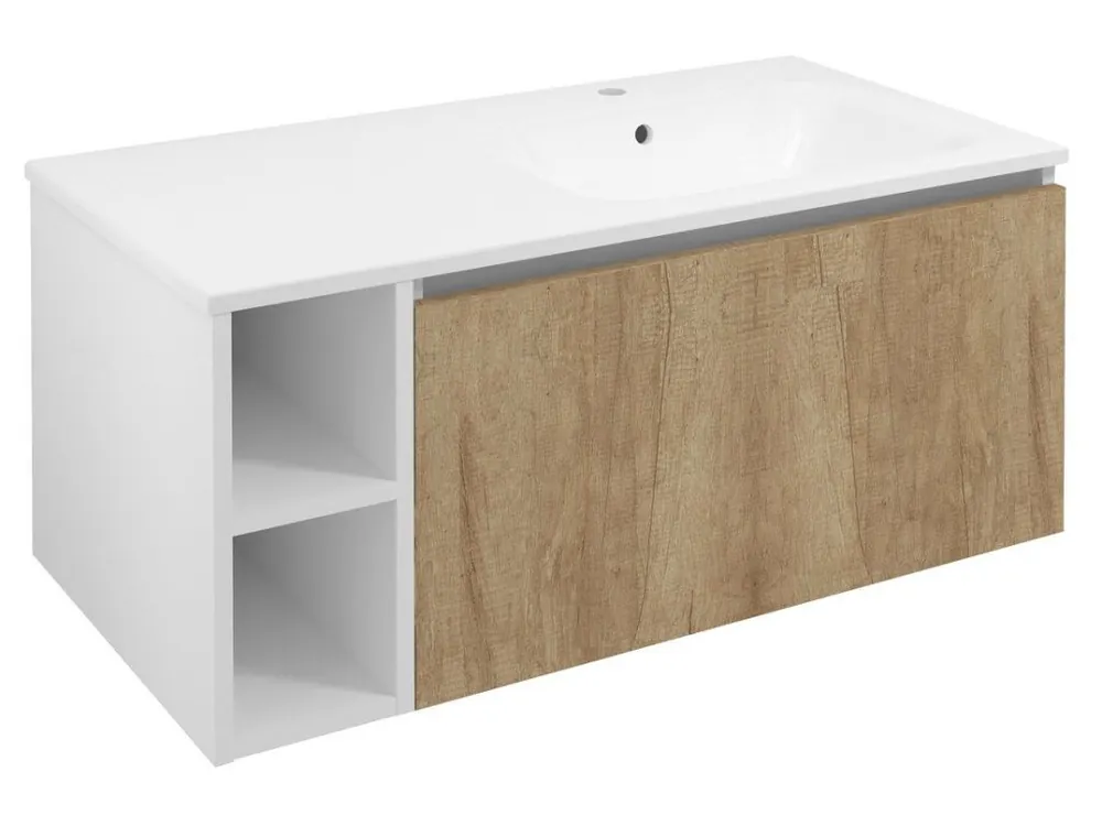 LOREA skříňka s umyvadlem 101x46x51,5cm (20+80cm), pravá, dub alabama/bílá mat Vrácení Zdarma