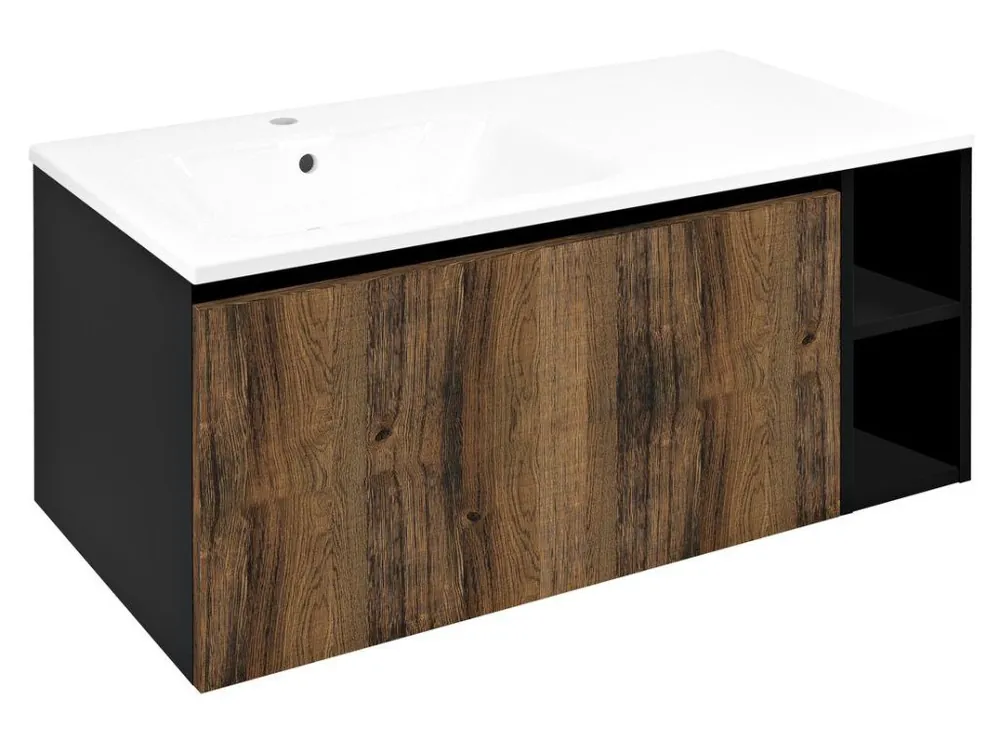LOREA skříňka s umyvadlem 101x46x51,5cm (80+20cm), levá, dub collingwood/černá mat Nejprodávanější