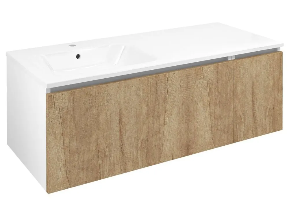 Top Prodej LOREA skříňka s umyvadlem 121x46x51,5cm (90+30cm), levá, dub alabama/bílá mat