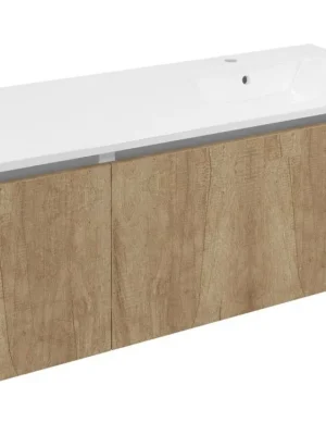 Vysoce Kvalitní LOREA skříňka s umyvadlem 121x46x51,5cm (30+90cm), pravá, dub alabama/bílá mat