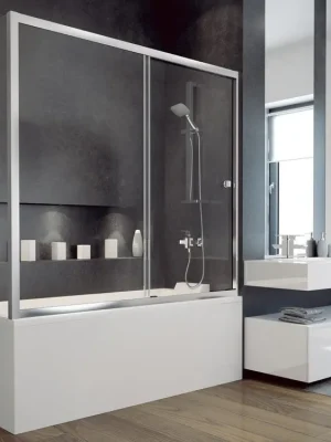 Nová Kolekce Vanová zástěna DUO SLIDE II, 170, 150, Univerzální Levé / Pravé, Čiré bezpečnostní sklo - 6 mm, Hliník leštěný