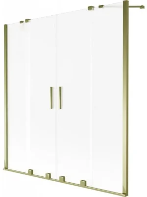 MEXEN/S - Velar Duo dvoukřídlá posuvná vanová zástěna 140 x 150 cm, dekor, zlatá 896-140-000-32-50 Doprava Zdarma