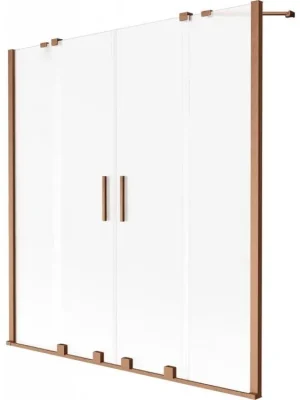 Speciální Cena MEXEN/S - Velar Duo dvoukřídlá posuvná vanová zástěna 140 x 150 cm, dekor, měď kartáčovaná 896-140-000-32-65