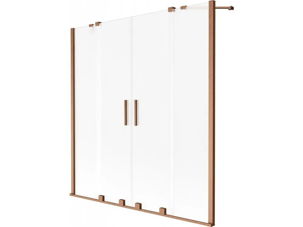 Speciální Cena MEXEN/S - Velar Duo dvoukřídlá posuvná vanová zástěna 140 x 150 cm, dekor, měď kartáčovaná 896-140-000-32-65