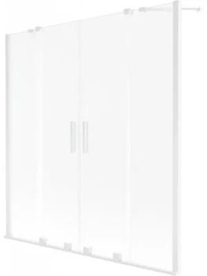 Finální Výprodej MEXEN/S - Velar Duo dvoukřídlá posuvná vanová zástěna 160 x 150 cm, dekor, bílá 896-160-000-32-20