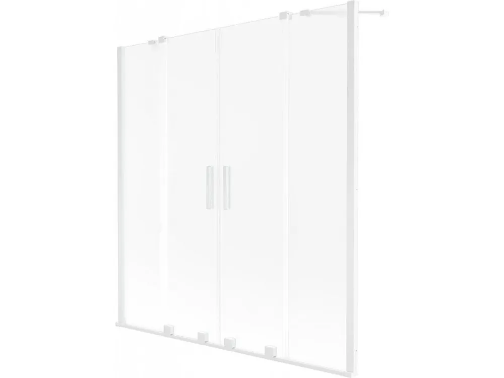 Finální Výprodej MEXEN/S - Velar Duo dvoukřídlá posuvná vanová zástěna 160 x 150 cm, dekor, bílá 896-160-000-32-20