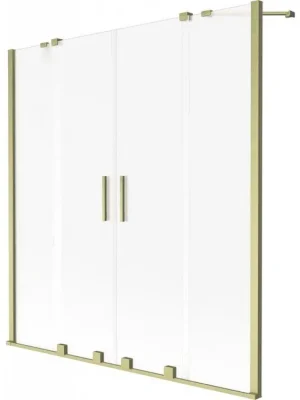 MEXEN/S - Velar Duo dvoukřídlá posuvná vanová zástěna 160 x 150 cm, dekor, zlatá kartáčovaná 896-160-000-32-55 Nová Kolekce