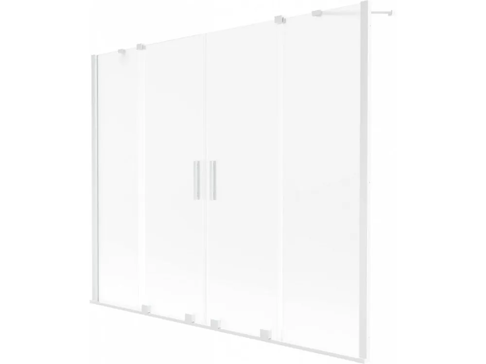 MEXEN/S - Velar Duo dvoukřídlá posuvná vanová zástěna 170 x 150 cm, dekor, bílá 896-170-000-32-20 Novinka