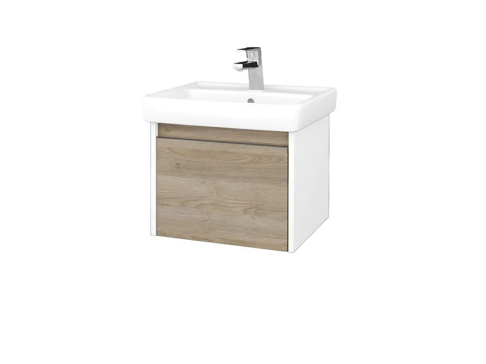 Značkový Koupelnová skříňka BONO SZZ 55 (umyvadlo Q) - N01 Bílá lesk / Úchytka T34 / D17 Colorado