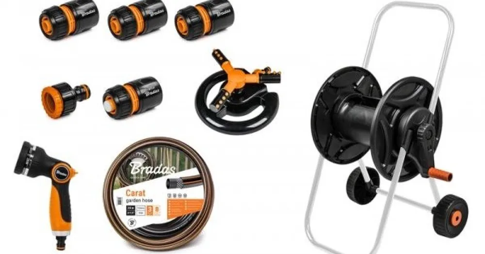 Hit Sezóny Bradas Zahradní hadice Carat 20m 1/2"  Black Line s vozíkem a příslušenstvím