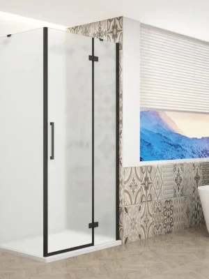 Značkový GELCO - TRINITY BLACK čtvercový sprchový kout 900x900mm, matné sklo, pravé (GT5690-90MR-B)