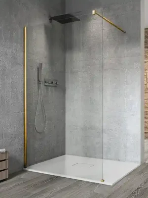 Značkový Gelco Vario Gold Matt Sprchová zástěna Walk-In ke stěně 1400mm čiré sklo