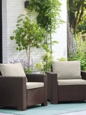 Značkový Keter Zahradní křeslo  California Chair 2ks - 83 x 68 x 72 cm - hnědá / krémová