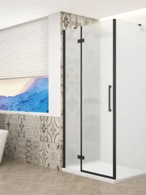 Značkový GELCO - TRINITY BLACK obdélníkový sprchový kout 1100x800mm, matné sklo, levé (GT5680-11ML-B)