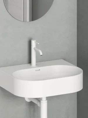 Značkový Ravak Umyvadlo Ceramic Slim Wall O 55 N, s otvorem pro baterii, s přepadem, černá matná černá matná